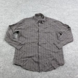 Murano Shirt Mens Large Gray Striped Button Up Cotton Relaxed Collared Casual